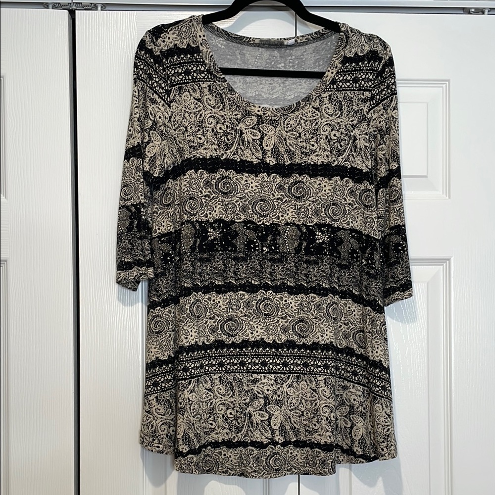 BaiShengGT Womens Abstract Paisley Lace Print Top‎ Size S Whimsigoth Dark Fairy